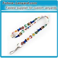 Cute cartoon logo printed polyester swivel hook lanyard